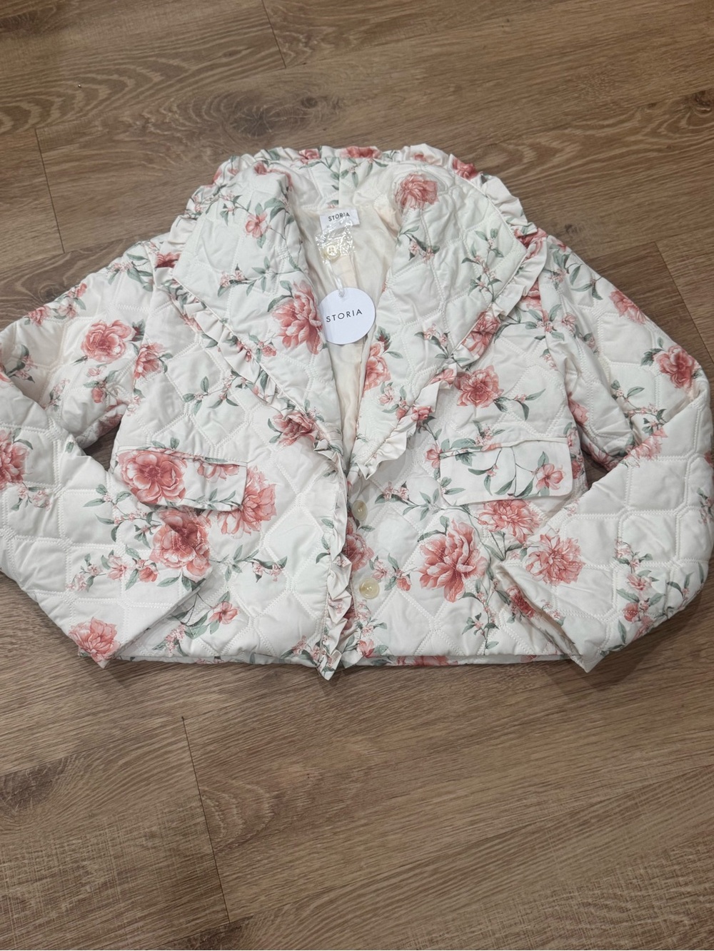 STORIA Addie Pastel Rose Quilted Puffer Jacket NWT S